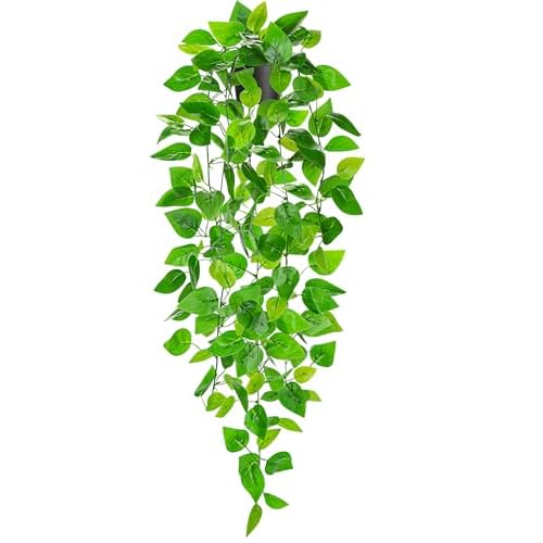 Der Rose 34'' Fake Hanging Plants Artificial Potted Pothos Vine Plants Indoor and Outdoor for Office Home Living Room Bathroom Wall Shelf Decor (1Pack