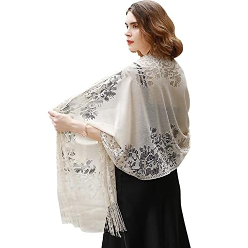 RIIQIICHY Shawls and Wraps for Evening Dresses Scarfs for Women Pashmina Wedding Formal Shawl Beige-1