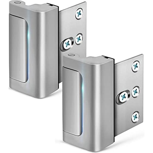 Home Security Door Lock, 2 Pack Childproof Door Reinforcement Lock with 3 Inch Stop Withstand 800 lbs for Top Front Inward Swinging Door, Upgrade Flip