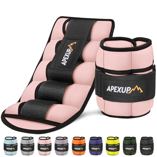 APEXUP 10lbs-Pair Adjustable Ankle Weights for Women and Men, Modularized Leg Weight Straps for Yoga, Walking, Running, Aerobics, Gym Pastel Pink