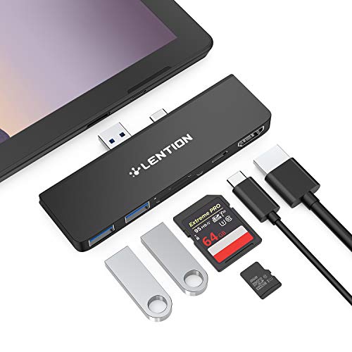 LENTION Surface Pro 7 USB C Hub Docking Station,6-in-1 Surface Pro 7 Hub,4K@60Hz HDMI, SD&Micro SD Dual Card Reader Hub,2 USB 3.0 Hub, Type C Charging
