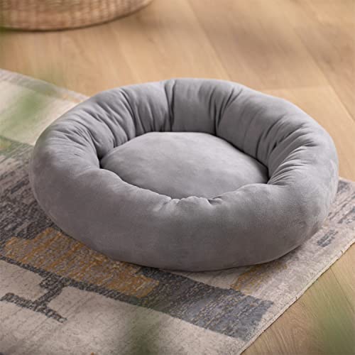 KASENTEX Dog Bed, Round Dog Beds for Large Dogs, Donut Dog Bed and Cat Bed Anti Slip & Machine Washable - Grey 36x36 Inches XLarge Grey
