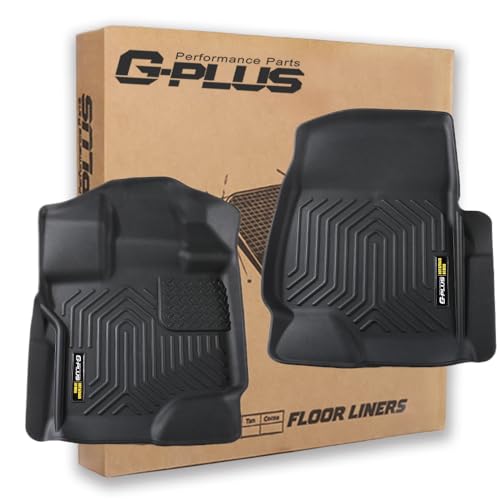 G-PLUS Floor Mats 2PCS, Fit for Ford F150 2015-2025 Super Crew (Includes 22-24 Lightning Models) w-o Fold Flat Storage TPE All Weather Full Cover Prot