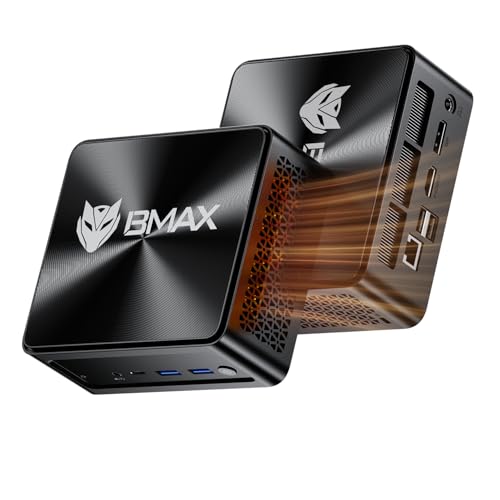 Bmax B5A Pro Mini PC, AMD Ryzen 7 5825U (8C-16T, up to 4.5GHz) Mini Gaming Computers, 16GB DDR4 512GB NVMe SSD, Triple 4K Display Support, Wi-Fi 6 & U