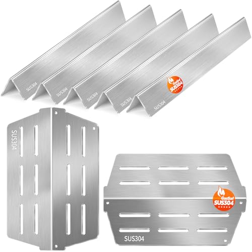 GasSaf Flavorizer Bars 17.5 & Heat Deflector Grill Parts for Weber Genesis 300, Gill Heat Plates Flavorizer Deflector for Genesis 310 320 330(Front Kn