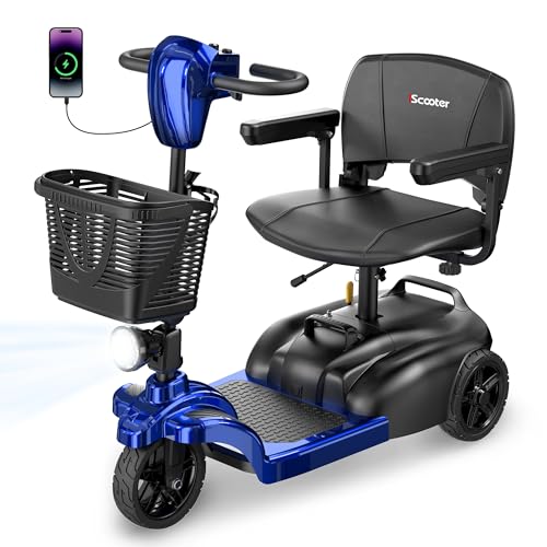 iScooter X01 Mobility Scooter, 3-Wheel Mobility Scooters for Adults & Seniors, Powered Electric Wheelchair Device with Seat, Detachable Basket, Cup Ho