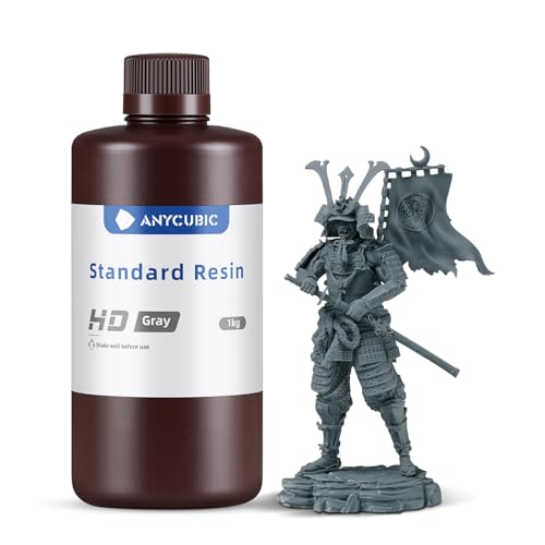 ANYCUBIC Standard 3D Printer Resin, LCD UV 405nm Rapid Photopolymer 3D Resin for 6K-8K-12K-14K LCD 3D Printers,1000g HD-Gray HD-Gray 1000g