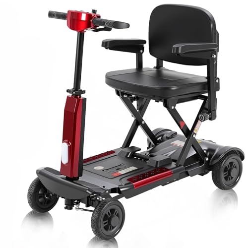 MS02-F Ultra Airline-Approved 15Miles Fully Automatic Folding 4 Wheels Mobility Scooter for Adults&Seniors, 46Lbs Lightweight & 350W Powered Electric