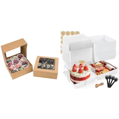 Bundle of Cookie Boxes Candy Boxes and 40 Pack Small Cake Boxes for Cake Pudding Sandwich Pie Bakery Dessert