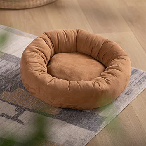 KASENTEX Dog Bed, Round Dog Beds for Medium-Large Dogs, Anti Slip and Machine Washable (Brown 27x27 Inches) Large Brown