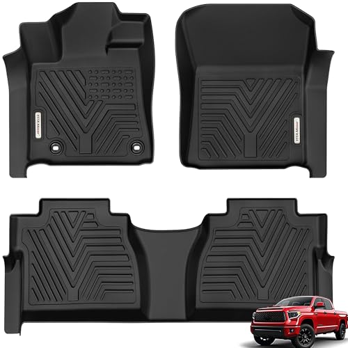 YITAMOTOR Floor Mats Compatible with Toyota Tundra, Custom Fit Floor Liners for 2014-2021 Toyota Tundra Double Cab & Crew Max Cab, 1st & 2nd Row All W