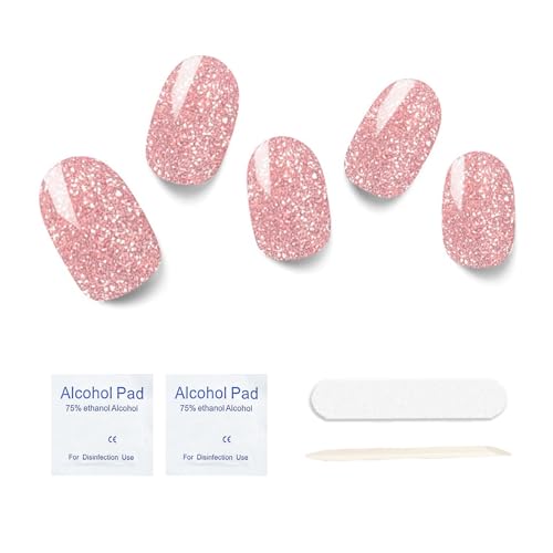 Semi Cured Gel Nail Strips, 20 pcs Gel Nail Stikers, Gel Nail Wraps Semi Cured, Salon-Quality, 2 Weeks Long Lasting, Petal Princess
