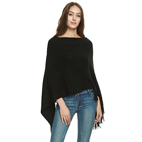 Ferand Women's Lightweight Poncho Sweater Versatile Shawl Wraps Holiday Gifts for Women 2024 One Size Black