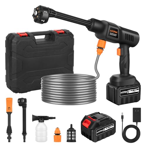 Portable Cordless Pressure Washer, 600 PSI 3.0Ah Rechargeable Battery Powered Pressure Washer, 6-in-1 Nozzle with Standard Nozzle for Car Floor Wall F