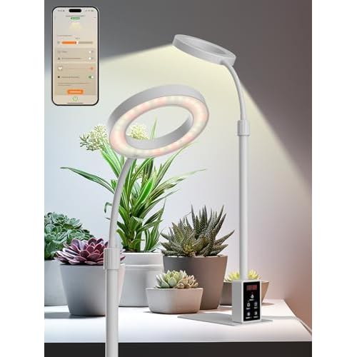 Grow Light with Stand, LED Plant Light for Indoor Plants, Full Spectrum Grow Lamp, Adjustable Height (White, 12W) White 12W