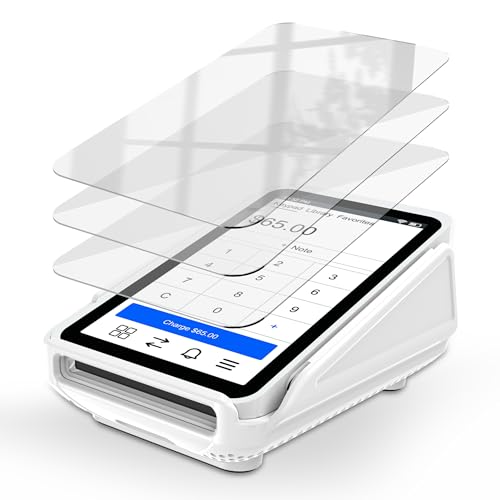 Kailfee Protective Case and 3pc HD Screen Protector for Square Terminal, Plastic Protective Hard Case Anti-Slip Grip Design, Anti-Scratch Tempered Gla