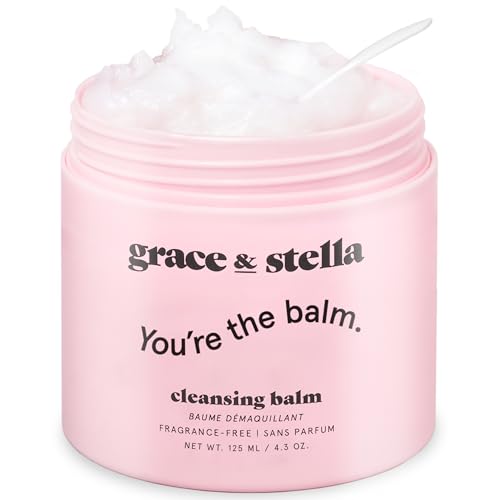 grace & stella Makeup Remover Cleansing Balm - Hydrating Facial Cleanser with Vitamin E for Soft, Nourished Skin - Melt Stubborn Waterproof Make Up, M