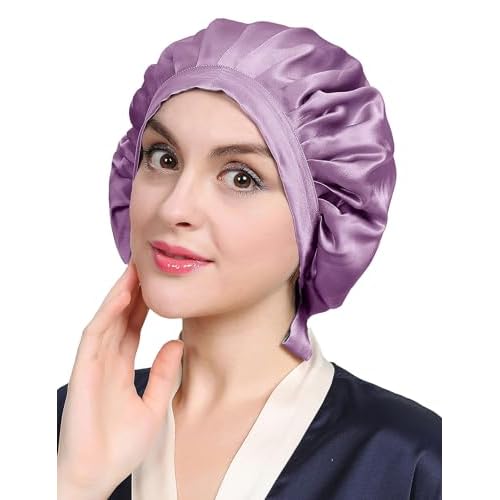LilySilk 100% Maulbeerseide Schlafmütze rutschfest verstellbar und atmungsaktiver Kopfbedeckung Seidenhaube zum Schlafen Nachtmütze mit elastischem