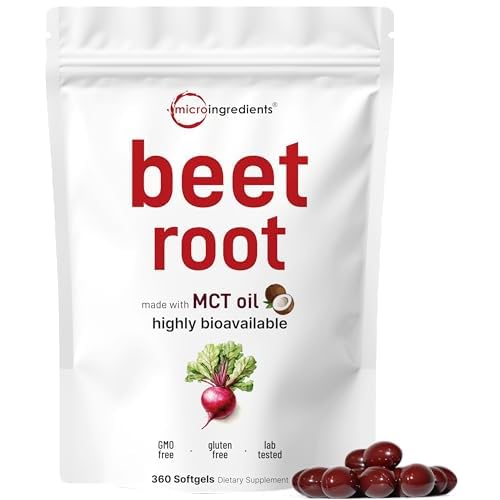 Beet Root 9,000mg Equivalent | 360 Softgels with MCT Oil | Highly Bioavailable | Max Strength | Super Beets Supplements | Fresh Beetroot Extract | Nit