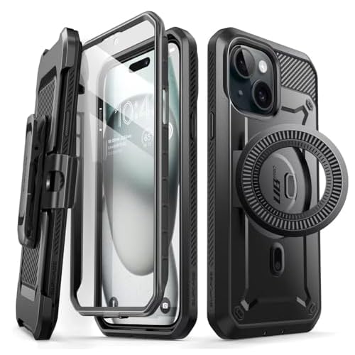 SUPCASE for iPhone 15 Plus Case with Stand, [Compatible with MagSafe] [Built-in Screen Protector & Belt Clip] [Military-Grade Drop Protection] Magneti