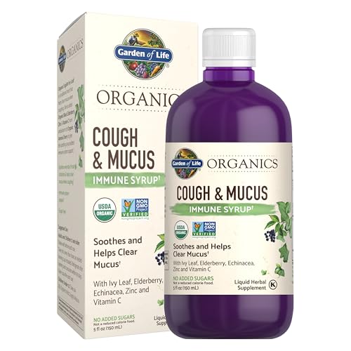 Garden of Life Organics Elderberry Zinc Immune Support for Adults and Kids 12 and Older, Organic Cough & Mucus Immune Syrup with Ivy Leaf, Vitamin C a