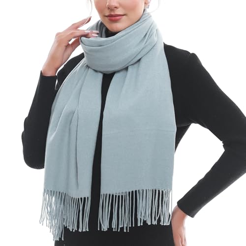 RUI VTRON Scarf for Women Fall Winter Scarves Warm Large Pashmina Shawls and Wraps Blue Grey
