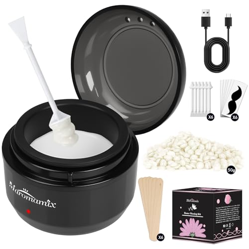 Nose Waxing Kit for Women & Men - Mini Portable Wax Warmer for Nose-Ear-Eyebrow-Beard-Lip Fuzz Hair Removal with 50g Hard Wax Beans, 10 Applicators &