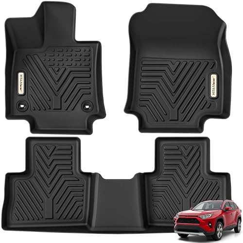 YITAMOTOR Floor Mats Compatible with 2019-2025 Toyota RAV4 (Not Fit for Hybrid or Prime), Custom Fit Black TPE All-Weather Floor Liners 19-25 1st & 2n
