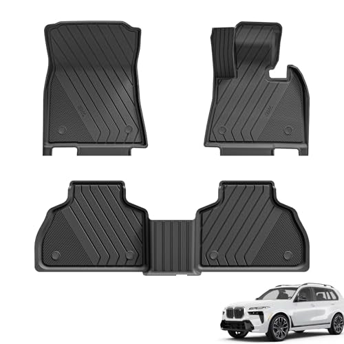 3W Floor Mats Fit for BMW X7 7 Seats 2019-2024 2025, All Weather Dog Friendly TPE Car Mat, Waterproof Anti-Slip Easy to Clean Heavy Duty 7 PassengersF