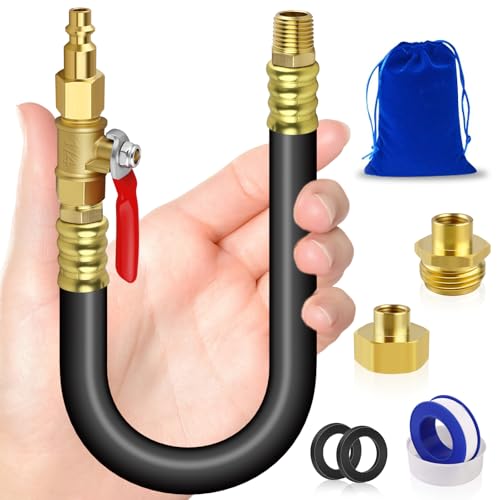 FANOVO RV Winterizing Blowout Adapter, 3-4'' GHT Sprinkler System Winterize Blow-Out Fitting Plgu Kit, 16.9''Air Compressor Winterization Hose for Tra