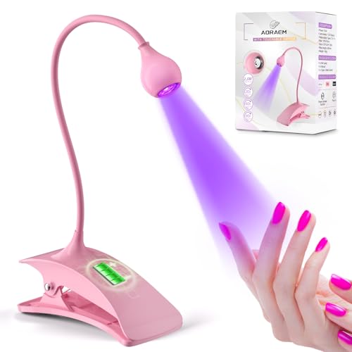 AORAEM UV Nail Lamp Rechargeable Gooseneck UV Light for Gel Nails Touch Flash Cure Lamp Nail Dryer with Clamp, Portable LED Gel Light 3 Level Timing H