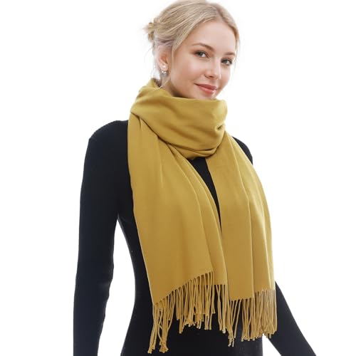 RIIQIICHY Scarf for Women Scarves and Wraps Winter Warm Pashmina Shawl for Cold Weather Yellow