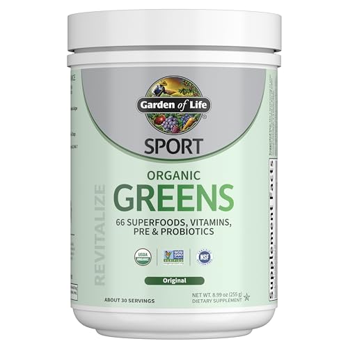 Garden of Life Sport Nutrition Greens and Superfoods Powder for Women and Men - Unflavored, Organic Blend - Spirulina, Fruit, Vitamins, Pre & Probioti