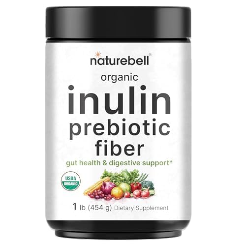 Organic Inulin Prebiotic Fiber Powder, 1lb | Natural Chicory Root Source – Easily Mixes with Coffee or Smoothies – Fiber Supplement for Gut Health