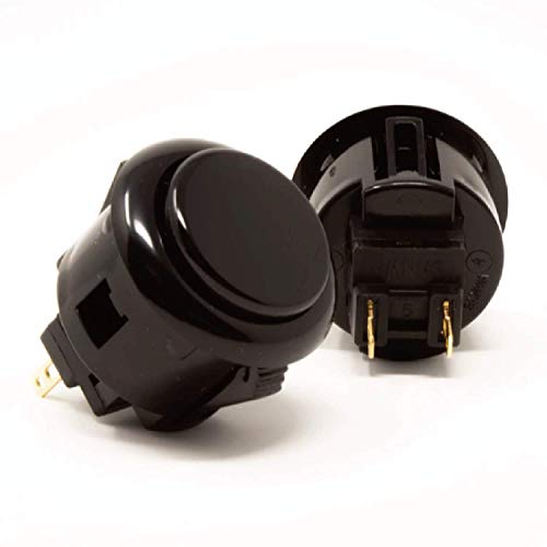 Sanwa 2 pcs OBSF-24 Original Push Button 24mm - for Arcade Jamma Video Game & Arcade Joystick Games Console (Black) S@NWA