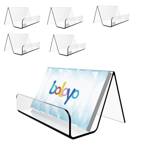 Boloyo Acrylic Business Card Holder for Desk , 6PC Business Card Display Stand Desktop Name Card Organizer Capacity 60 Cards