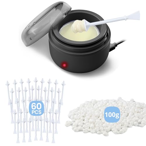 Nose Hair Wax Kit for Men and Women, 100g Hard Wax Beads for Hair Removal, 60 Pcs Nose Hair Wax Applicator with Disposable Spatulas