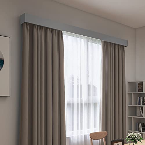 zshine Four-in-One Curtain Pelmet with Double Rails Decorative Panel and Optional Smart Light Belts Ceiling Mounting Customize Length for Living Room