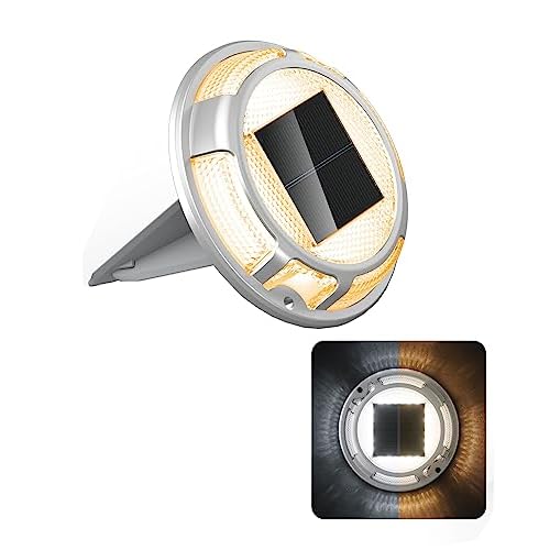 Solar Driveway Lights Dock Lights Waterproof, 2 Colors in 1 Outdoor LED Solar Deck Lights, Solar Powered Walk Way Lights Road Marker for Warning Stair