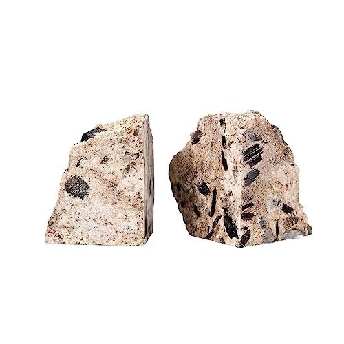 AMOYSTONE Extra-Large Black Tourmaline Bookends for Heavy Books, Non-Slip Base Design (1 Pair 6-8 LBS) 6-8 Pounds Gray