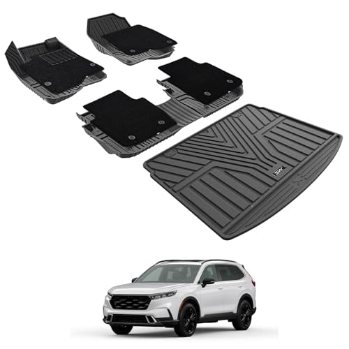 3W Floor Mats(with Carpet) & Cargo Liner Fit for Honda CR-V 2023 2024 2025 2026 TPE All Weather Waterproof Custom Fit Automotive Floor Liners and Carp
