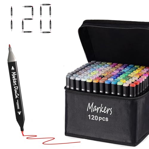 wyewye Alcohol Markers set 120 colors,Painting Pens for Artists,Dual Tip Permanent Art Marker for Kids,Drawing Art Pens for Adults,Sketch Marker for D