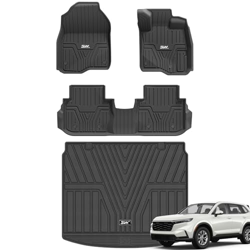 3W Floor Mats & Boot liner Fit for Honda CR-V 2023-2025, All Weather Dog Friendly TPE Car Mats, Waterproof Anti-Slip Easy to Clean Heavy Duty Rubber F