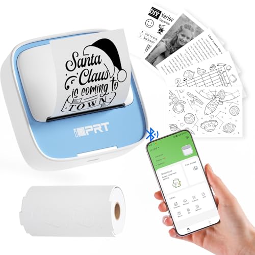iDPRT Sticker Printer, Portable Thermal Printers Bluetooth Inkless Printer with 1 Roll Sticker Paper, Sticker Maker for Home Office School, Compatible