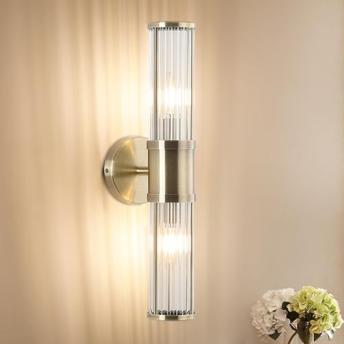 Glass Rods Wall Light Fixture Indoor Antique Bronze Bathroom Vanity Lights Fixtures Beside Mirror Lighting Lamps Up and Down Wall Mounted Light E12 So
