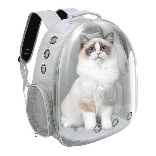 Cat Backpack, Airline Approved Bubble Carrying Bag for Small Medium Dogs Cats, Space Capsule Pet Carrier Dog Hiking Backpack Travel Carrier (Grey)