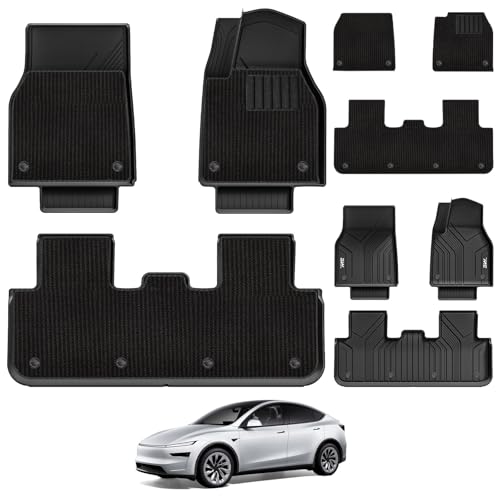3W Double Layer Floor Mats Fit for Tesla Model Y Juniper 2025 2026, Thorex™ All Weather Dog Friendly Full Coverage liners with Carpets, Accessories