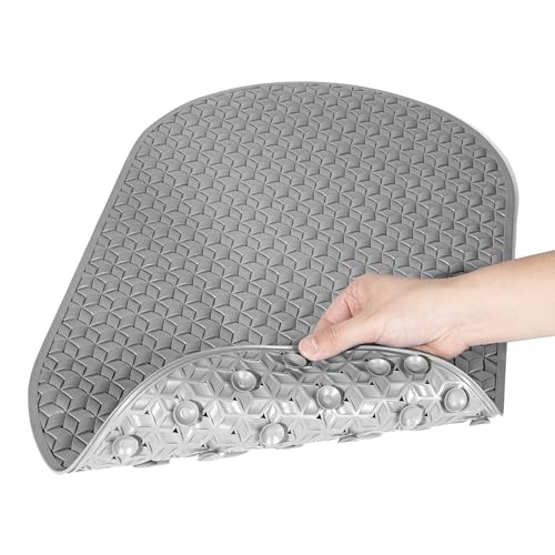 Non Slip Bath Mat with 112 Suction Cups and Non-Smell Extra Soft TPR Material and Drain Holes, Machine Washable Bathroom Shower Mat for Kids and Senio