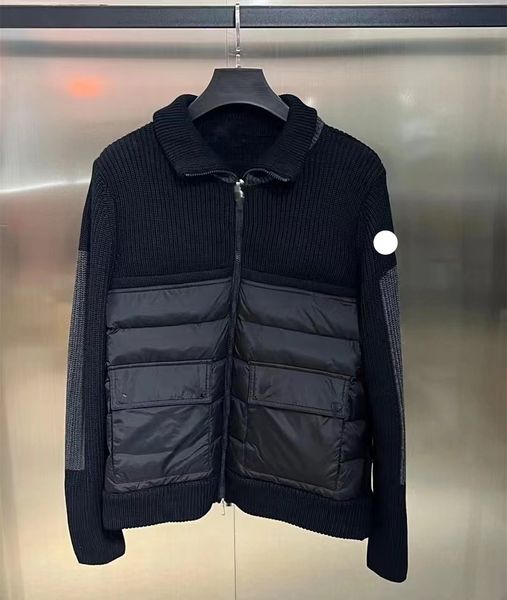 mens puffer jacket down jacket winterjacke parka coat men embroidered badge stand collar body warmer knit splice sweater lightweight winter