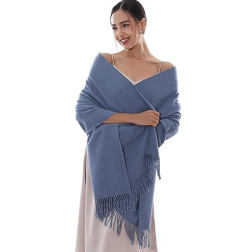 RIIQIICHY Winter Scarfs for Women Pashmina Shawls Wraps for Evening Dresses Large Warm Soft Scarves Blue